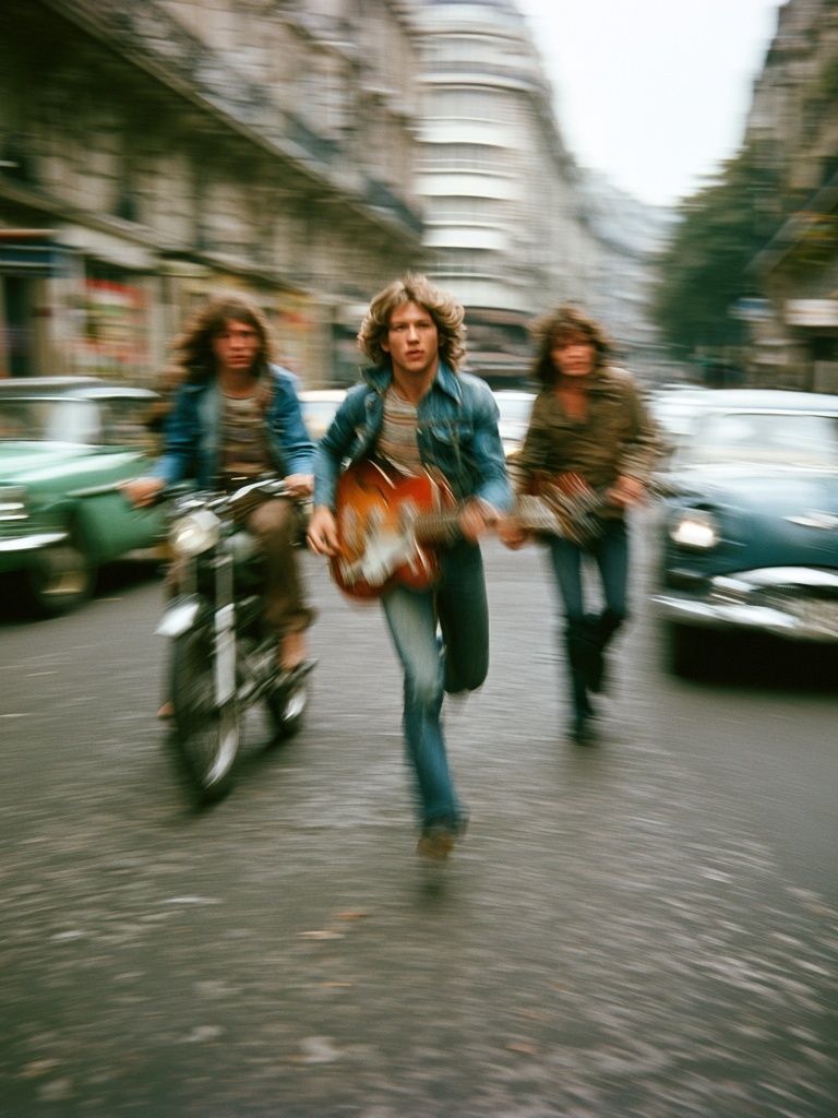 Rock Band Street Run Photography Poster. poster — music art