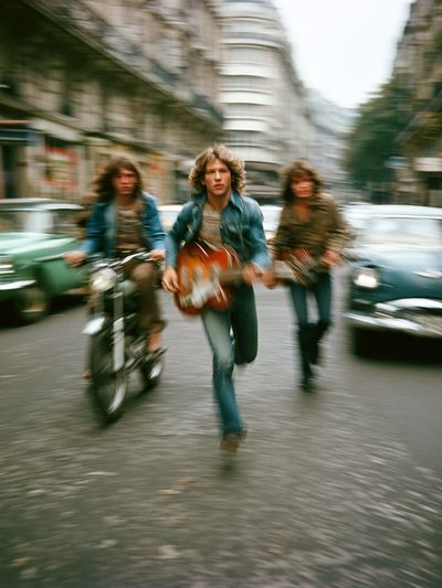 Rock Band Street Run Photography Poster. poster
