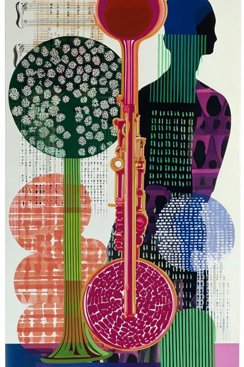 Colorful Saxophone — Modern Art Print. poster — fine-art art