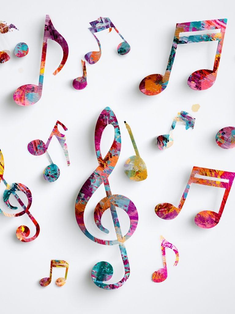 Colorful Music Notes Illustration Poster. poster — music art