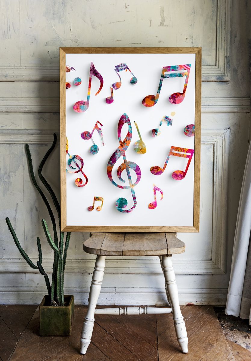 Colorful Music Notes Illustration Poster. room preview