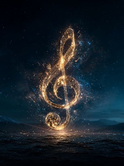Glowing Treble Clef Music Poster. poster