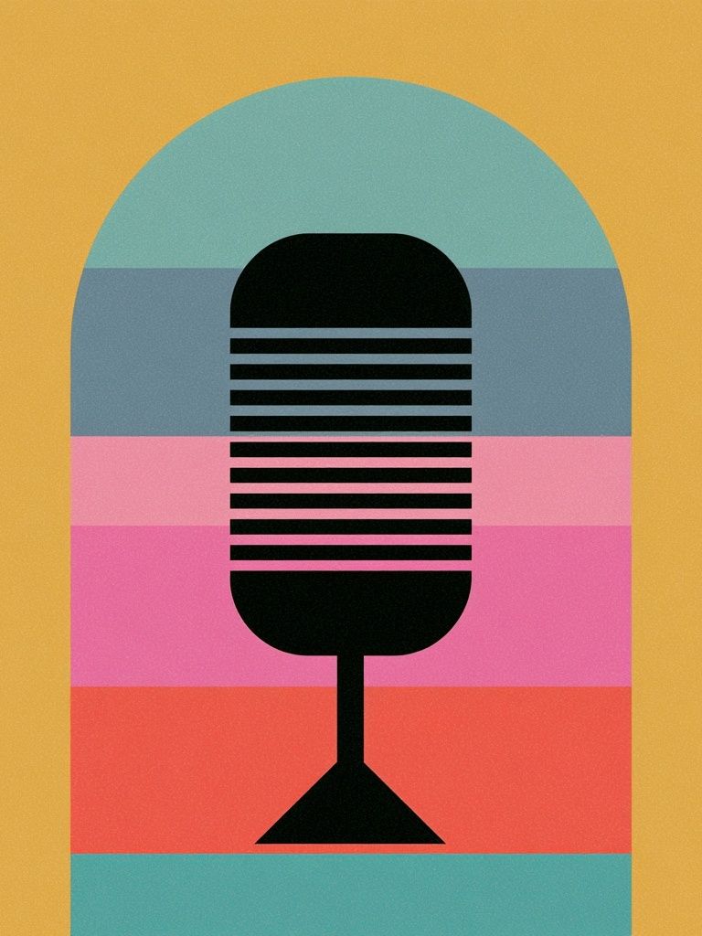Retro Microphone Mid-Century Poster. poster detail