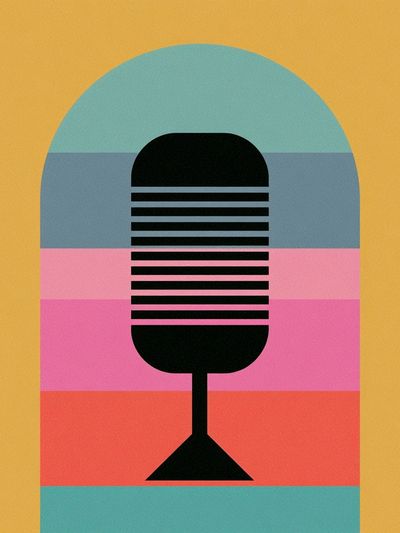 Retro Microphone Mid-Century Poster.