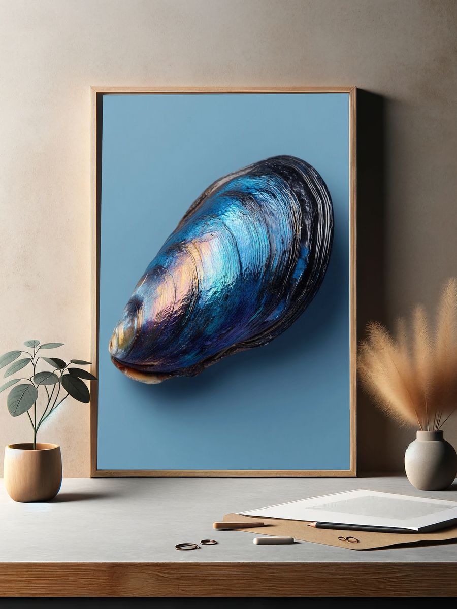 Blue Mussel Shell — Photography Print. — room view 2