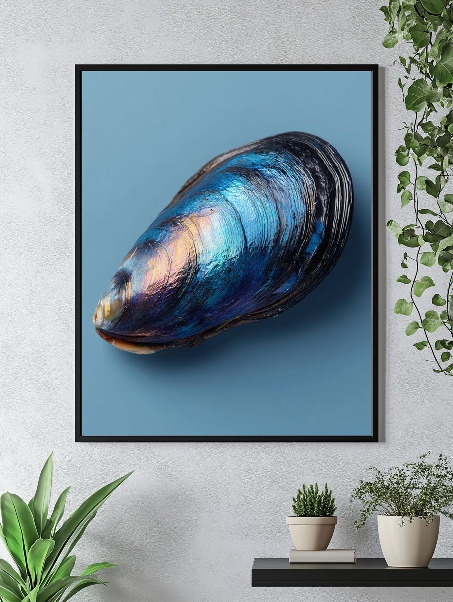 Blue Mussel Shell — Photography Print. — room view 4