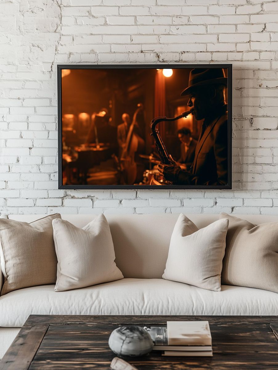 Jazz Saxophonist Nightclub Poster. — room view 1