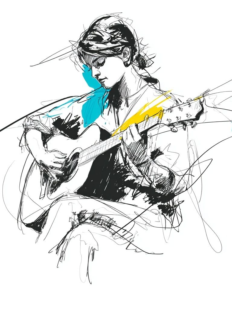 Guitarist Sketch Illustration Poster. poster — music art
