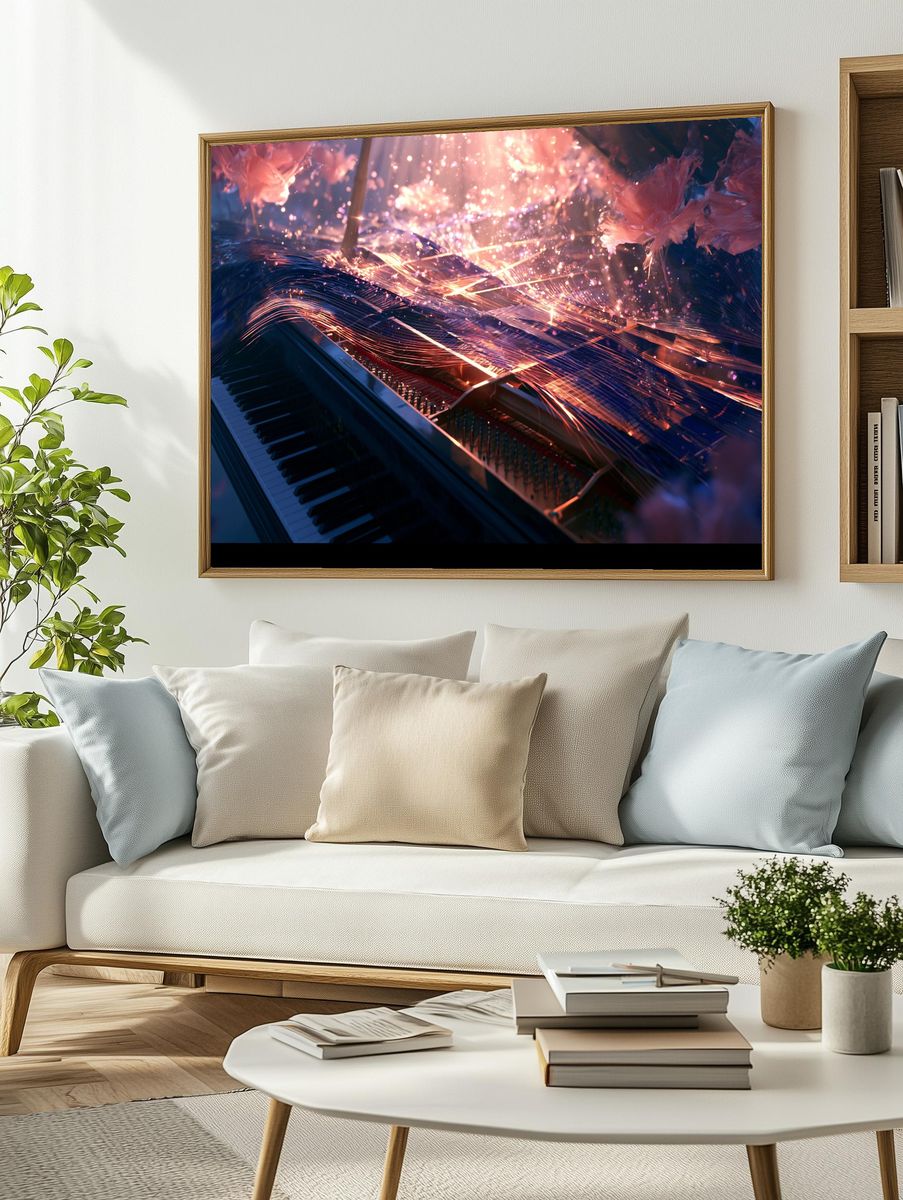 Grand Piano Light Burst Poster. — room view 2