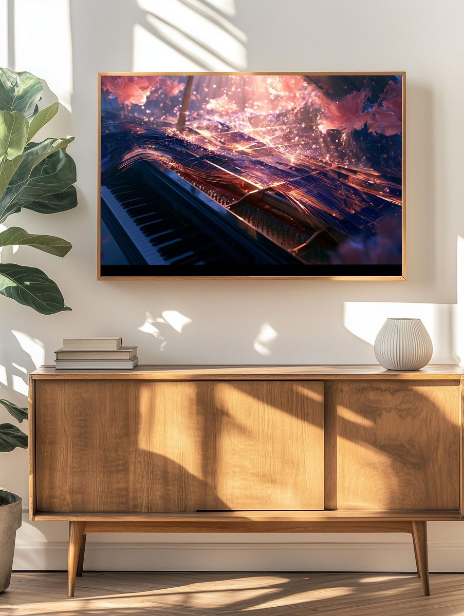 Grand Piano Light Burst Poster. — room view 3