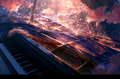 Grand Piano Light Burst Poster.