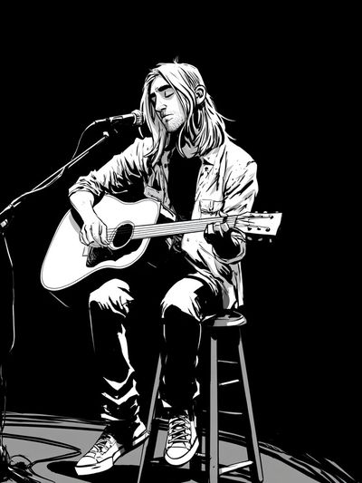 Acoustic Singer — Black-White Print.