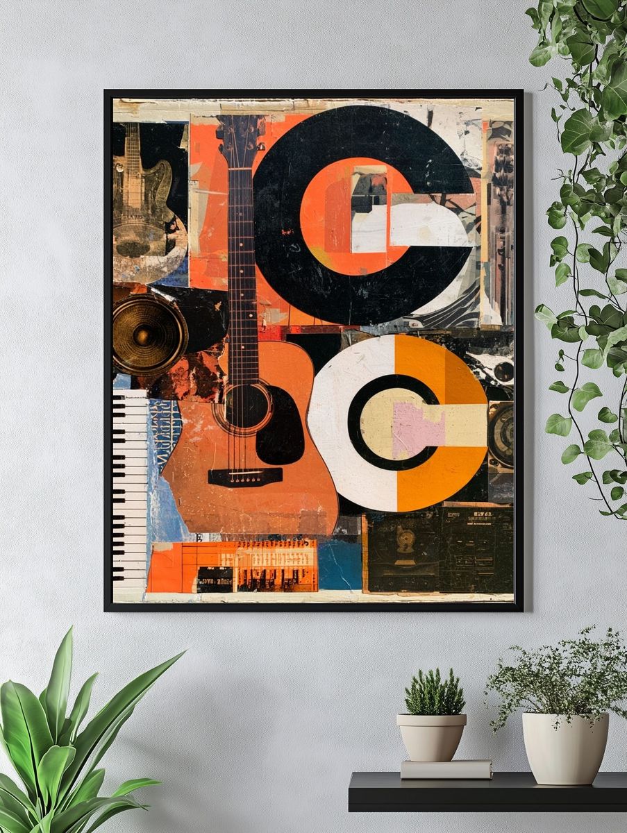 Retro Music Collage Poster. — room view 4
