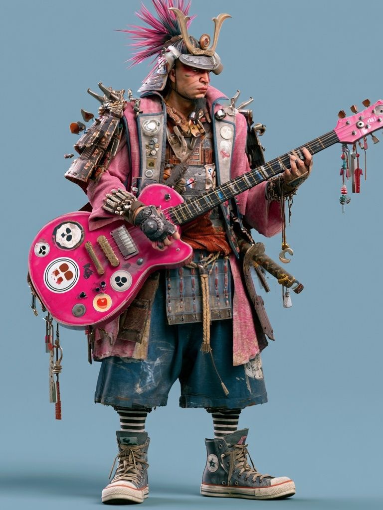 Punk Guitarist Portrait Poster. poster detail