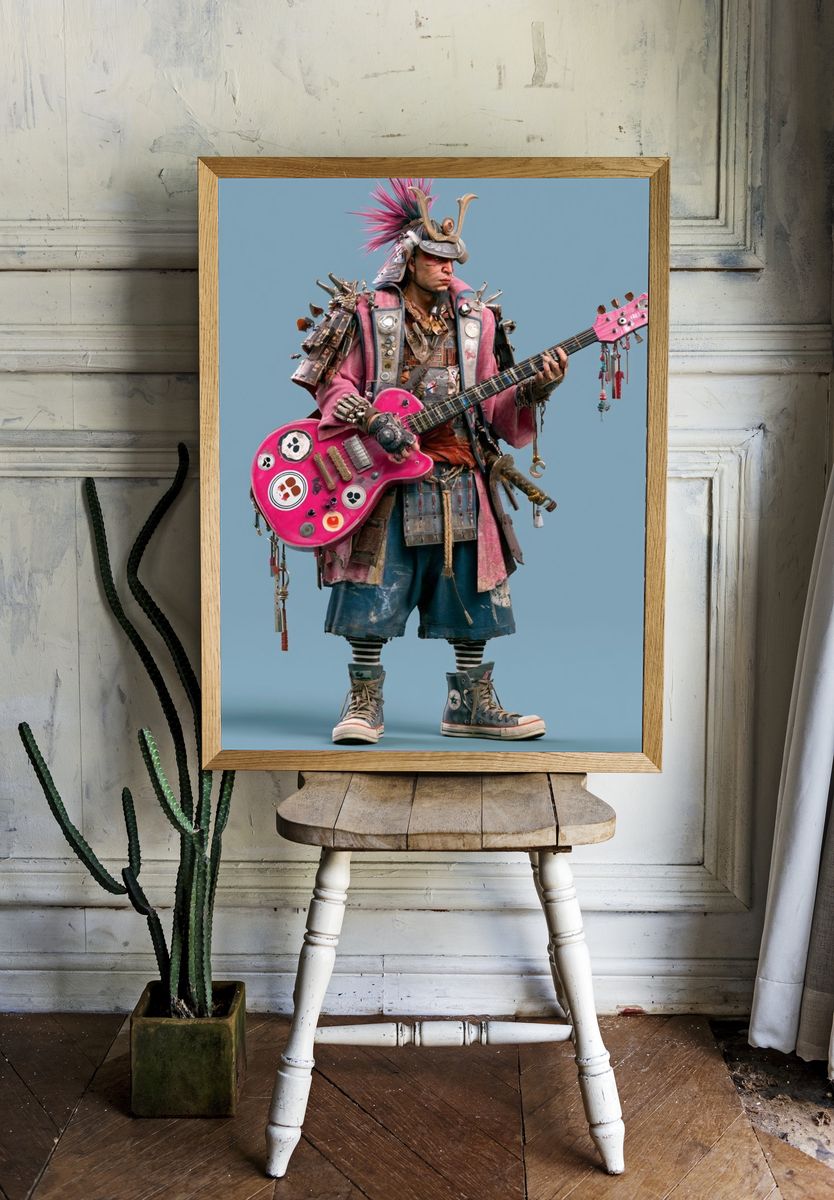 Punk Guitarist Portrait Poster. — room view 1
