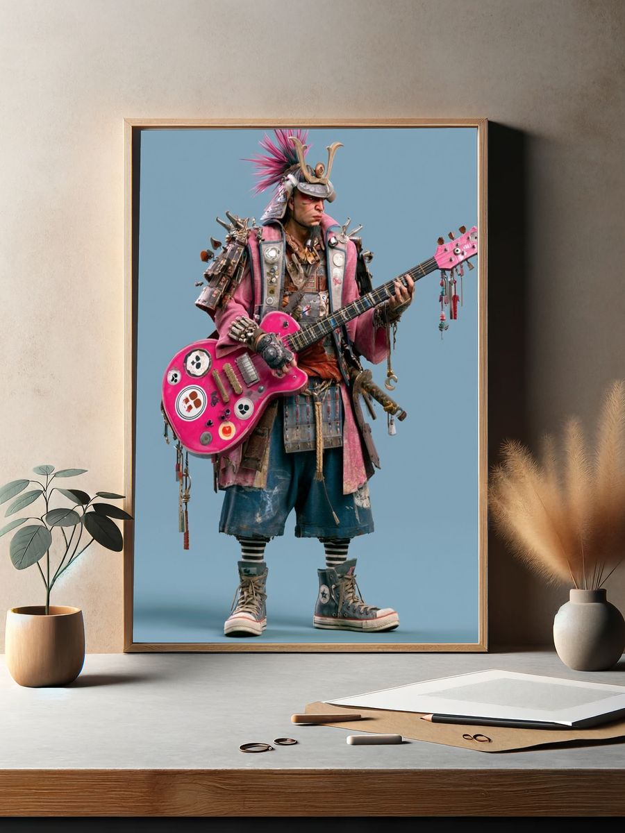 Punk Guitarist Portrait Poster. — room view 2