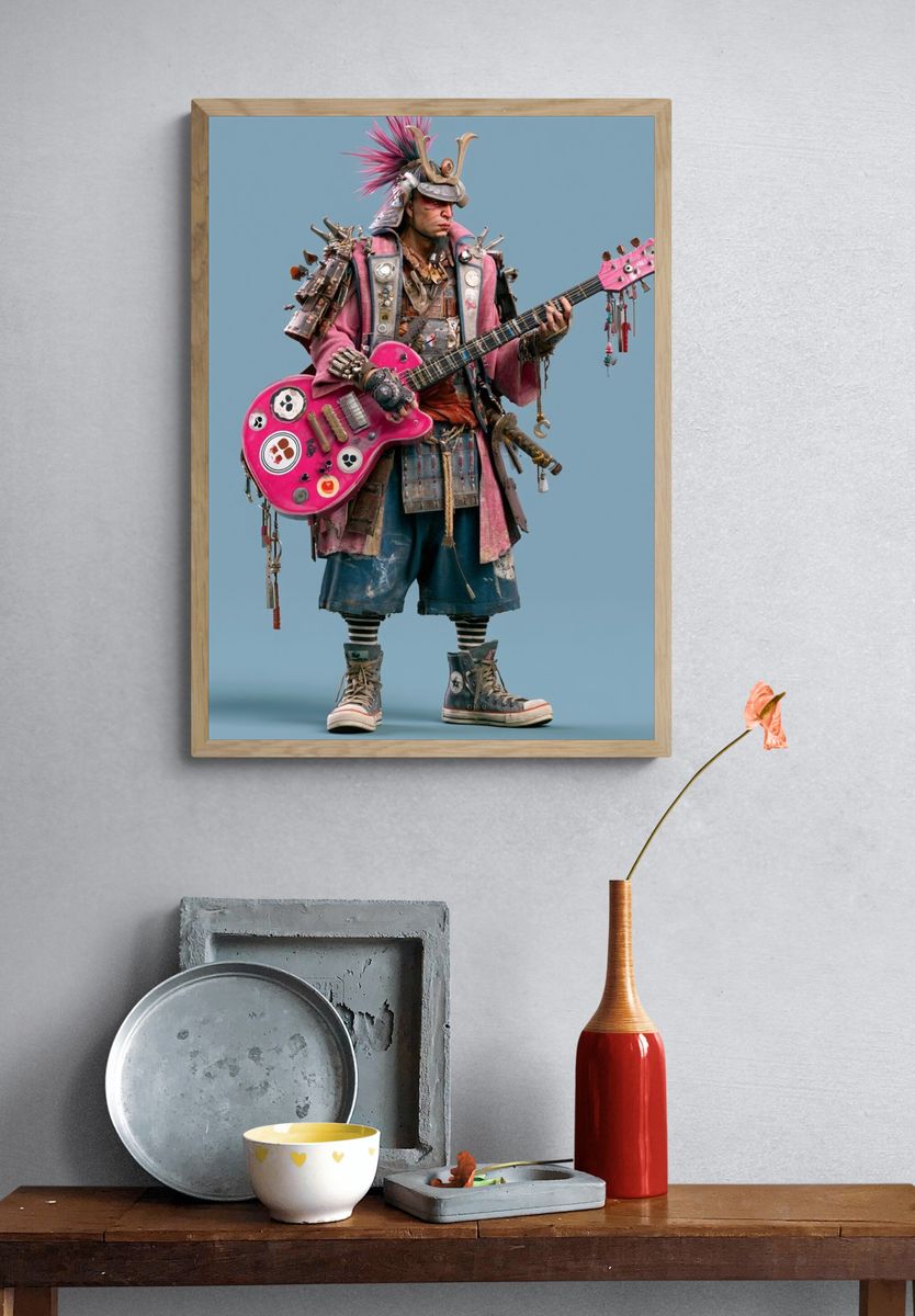 Punk Guitarist Portrait Poster. — room view 3