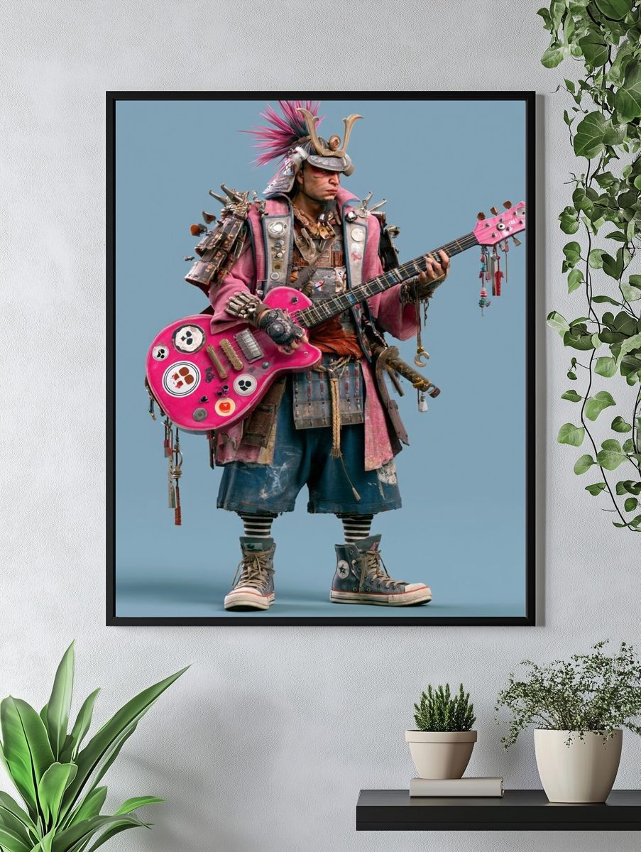 Punk Guitarist Portrait Poster. — room view 4