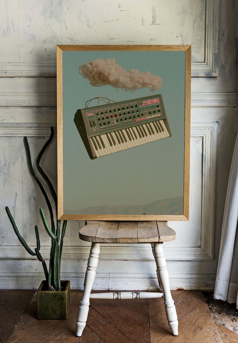 Floating Synth Cloud Photography Poster. room preview