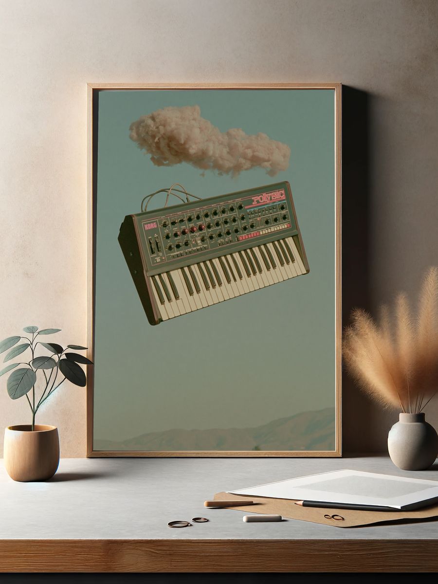 Floating Synth Cloud Photography Poster. — room view 2