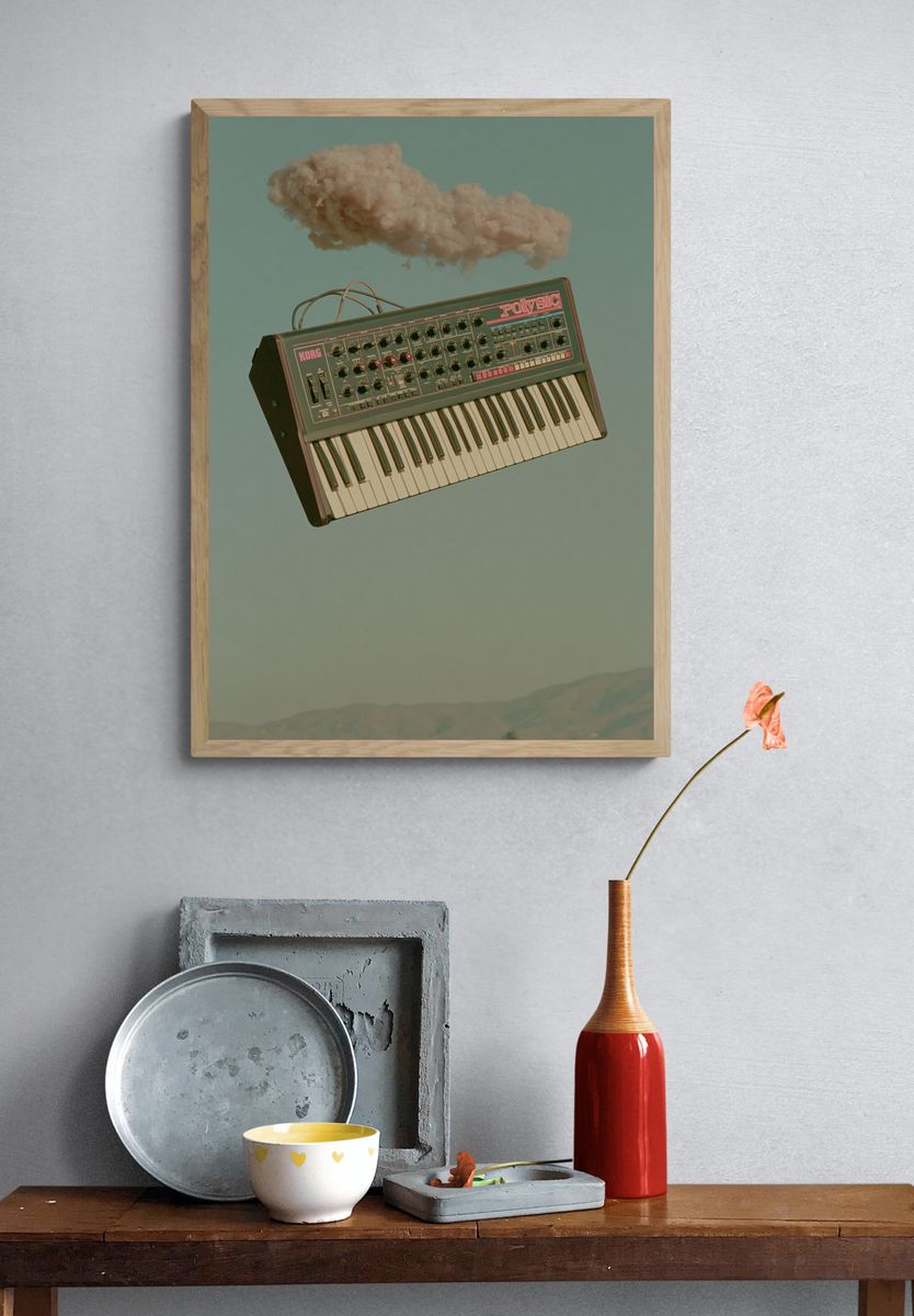 Floating Synth Cloud Photography Poster. — room view 3