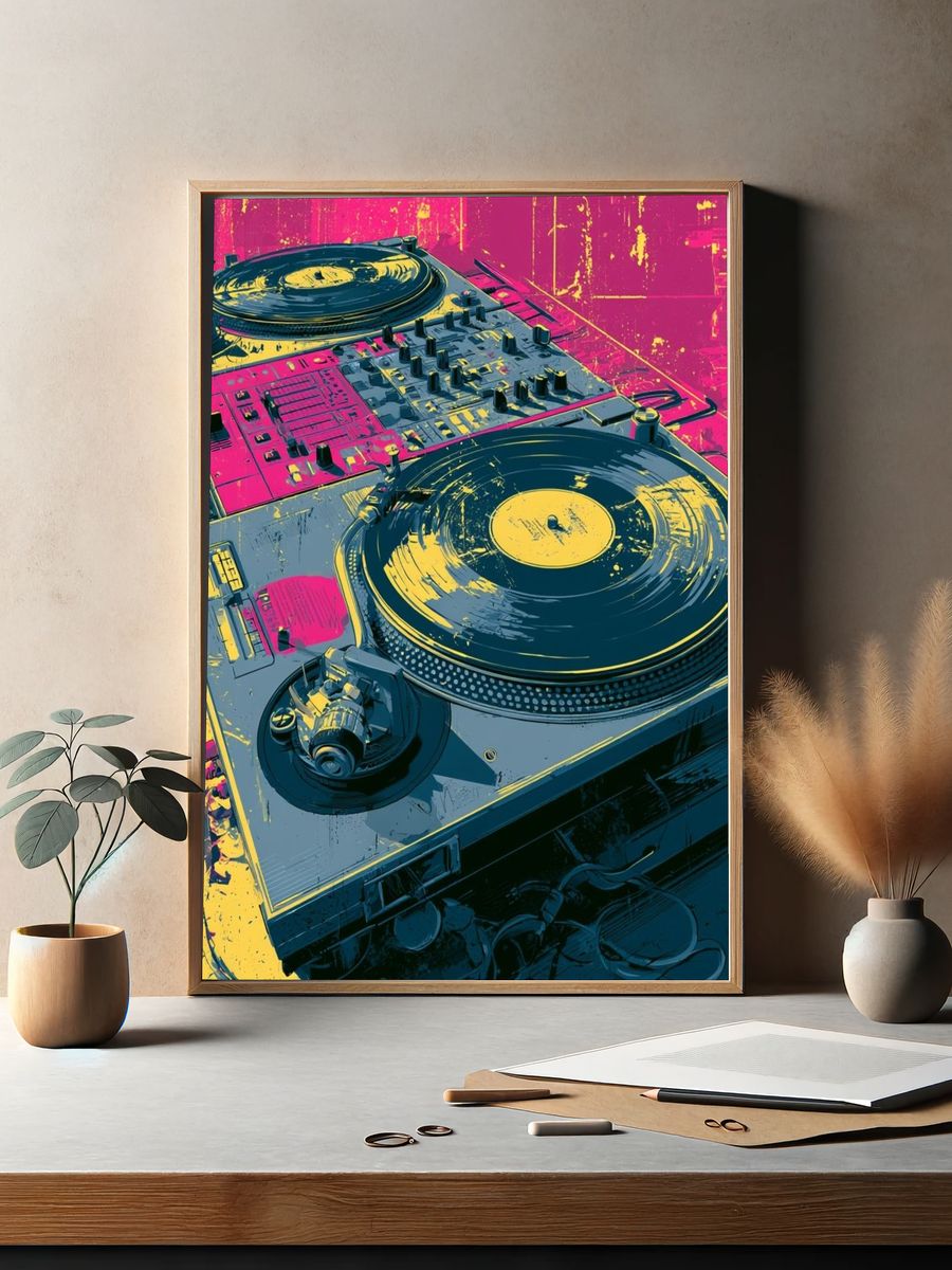 DJ Turntable Pop Art Poster. — room view 2