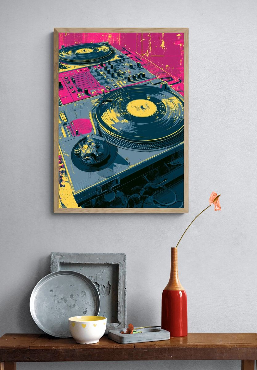 DJ Turntable Pop Art Poster. — room view 3