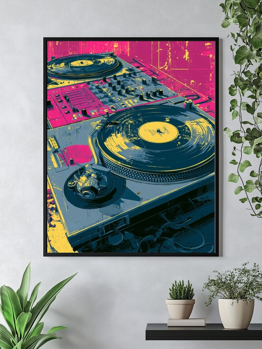 DJ Turntable Pop Art Poster. — room view 4