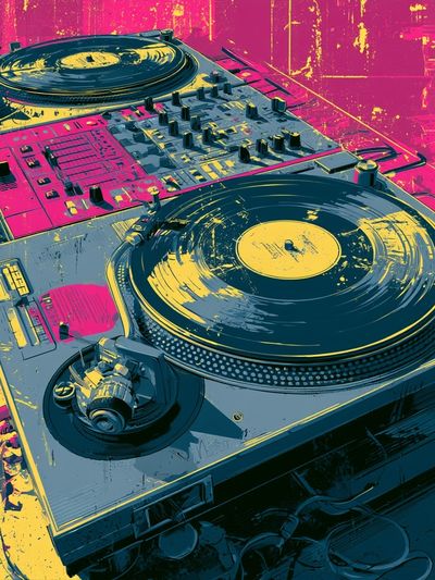 DJ Turntable Pop Art Poster.