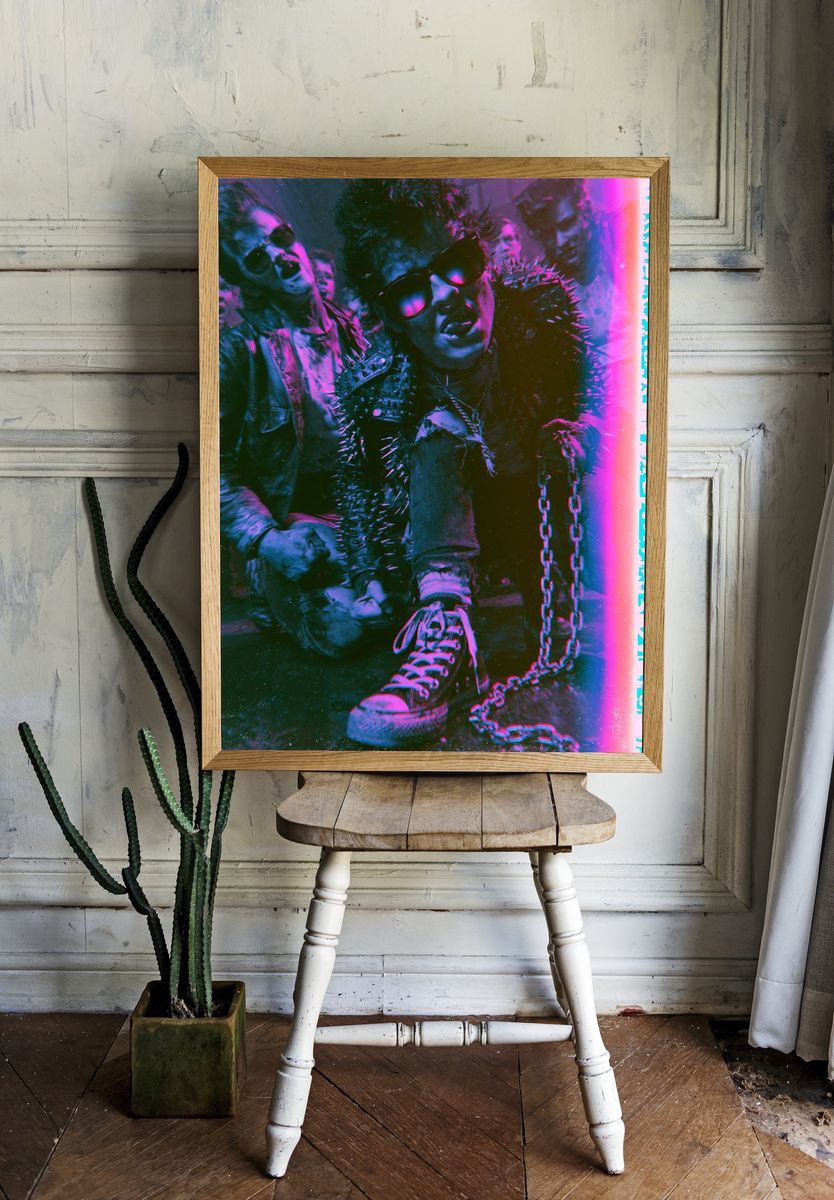 Punk Band Neon Portrait Print. room preview