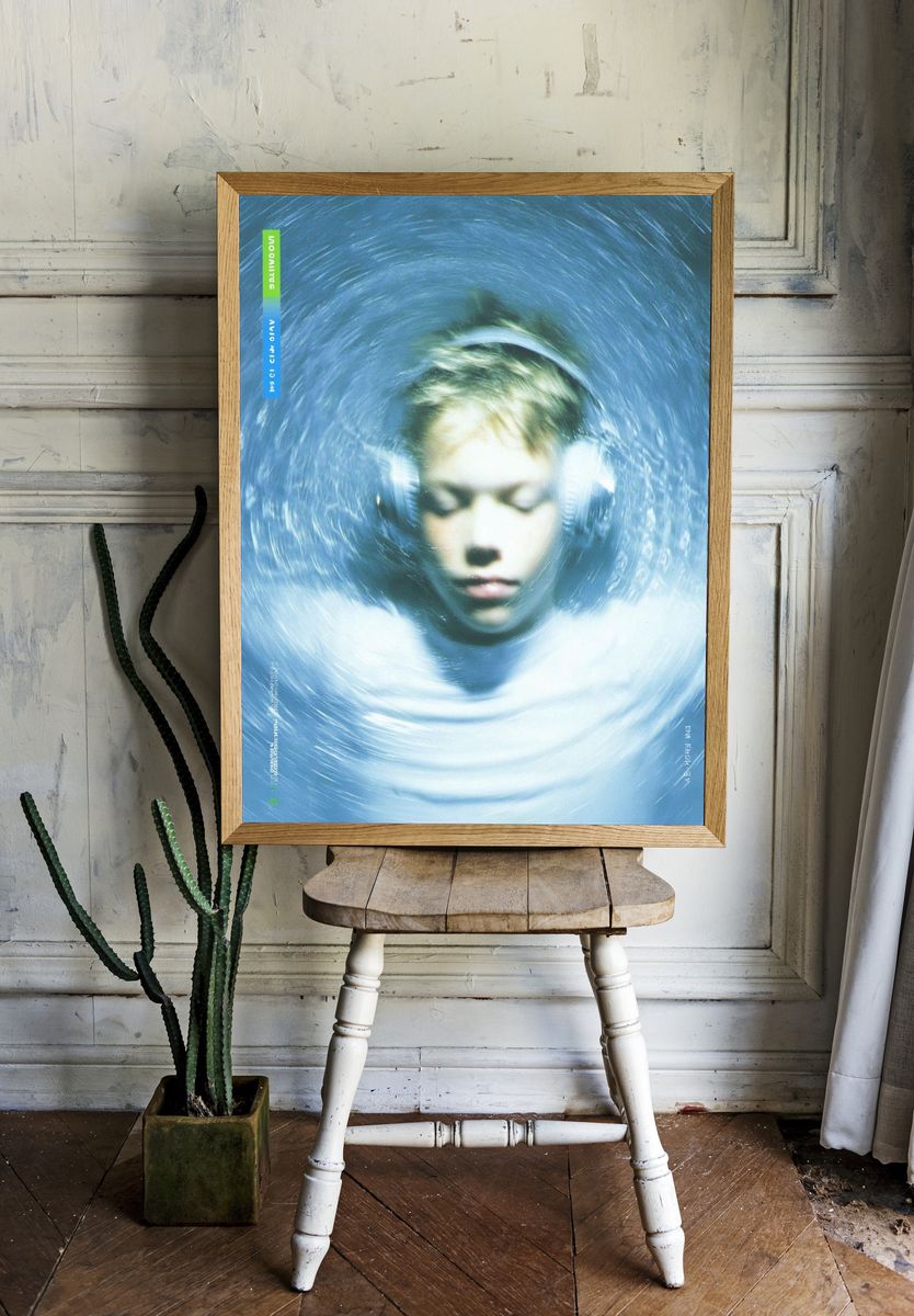 Boy Listening to Music — Photography Print. — room view 1