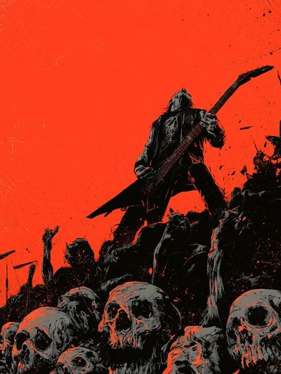 Metal Guitarist Skull Riot Poster.