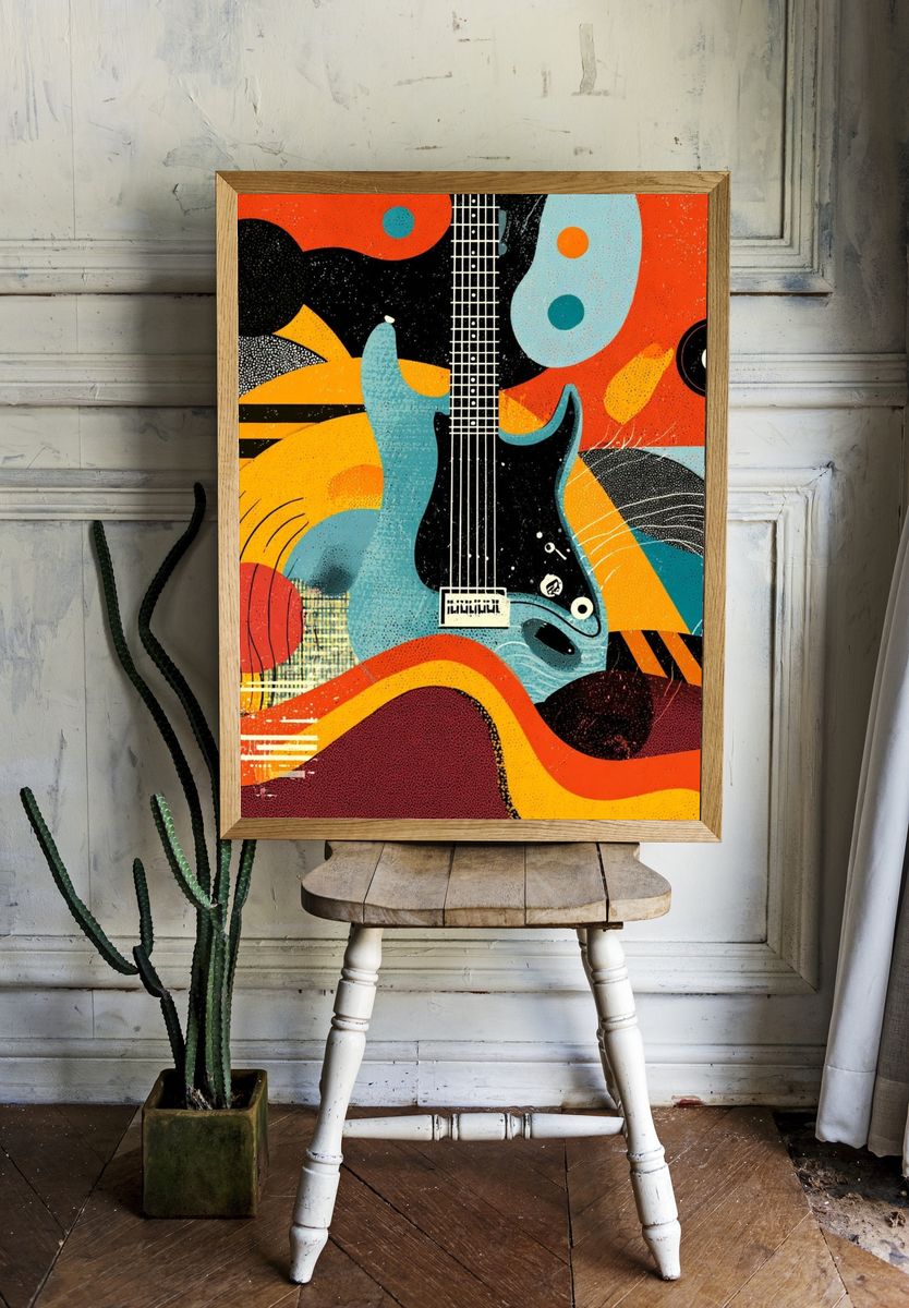 Electric Guitar Abstract Poster. — room view 1