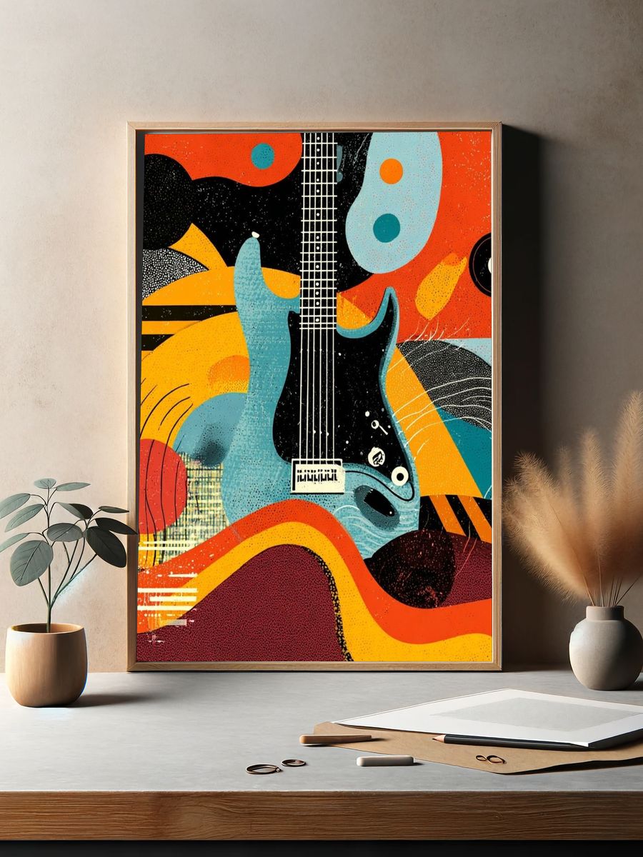 Electric Guitar Abstract Poster. — room view 2