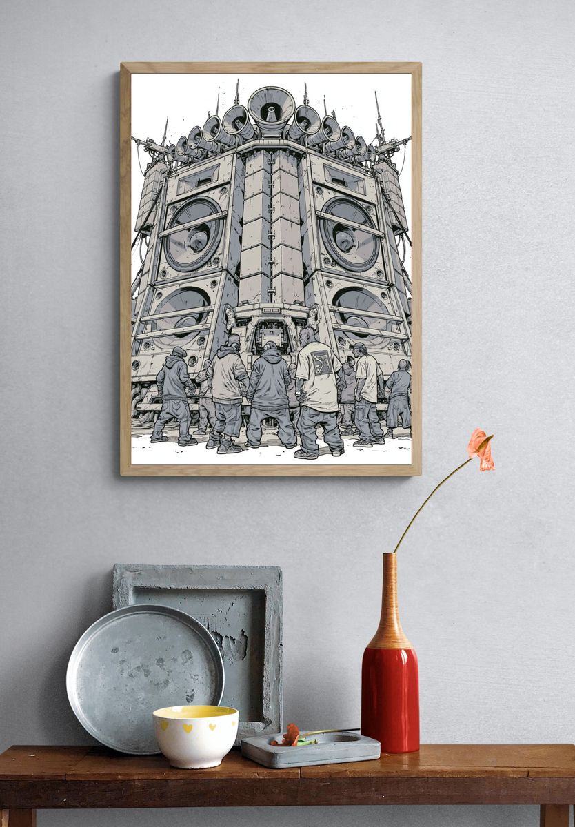 Street Sound System Illustration Poster. — room view 3