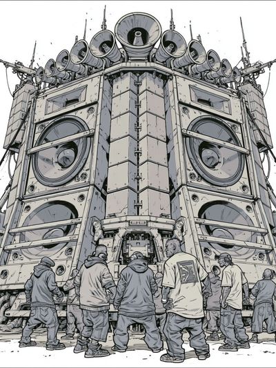 Street Sound System Illustration Poster.