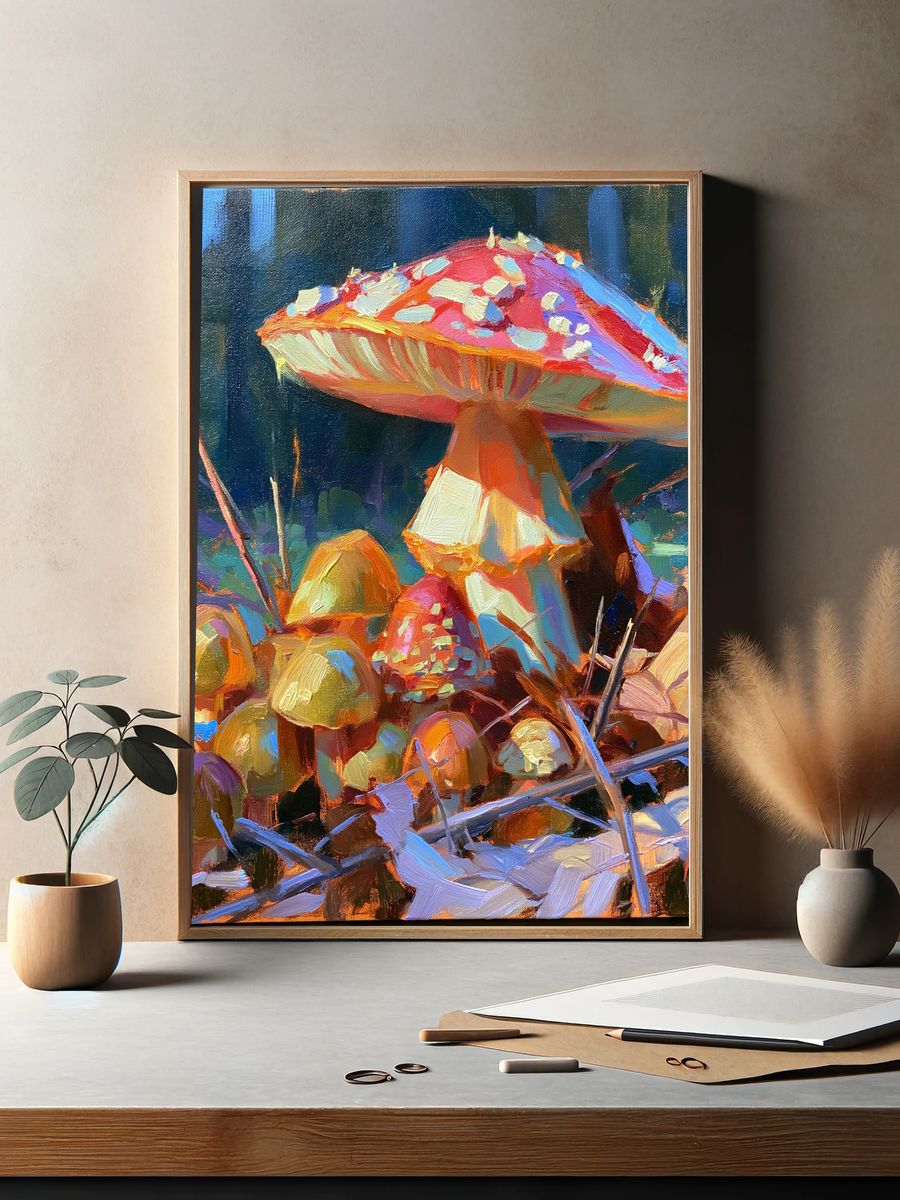 Mushroom Forest Fine-Art Poster. — room view 2