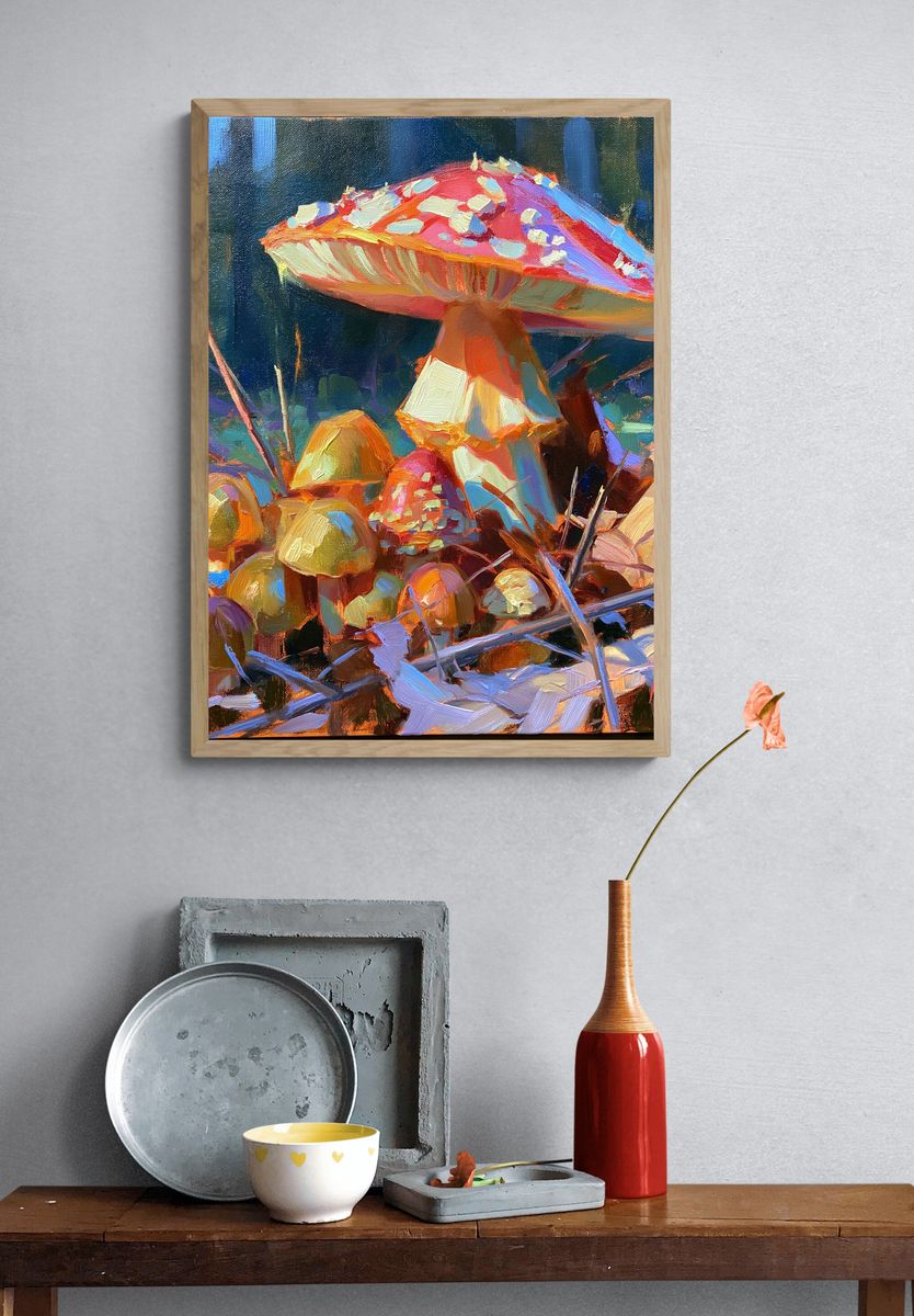Mushroom Forest Fine-Art Poster. — room view 3