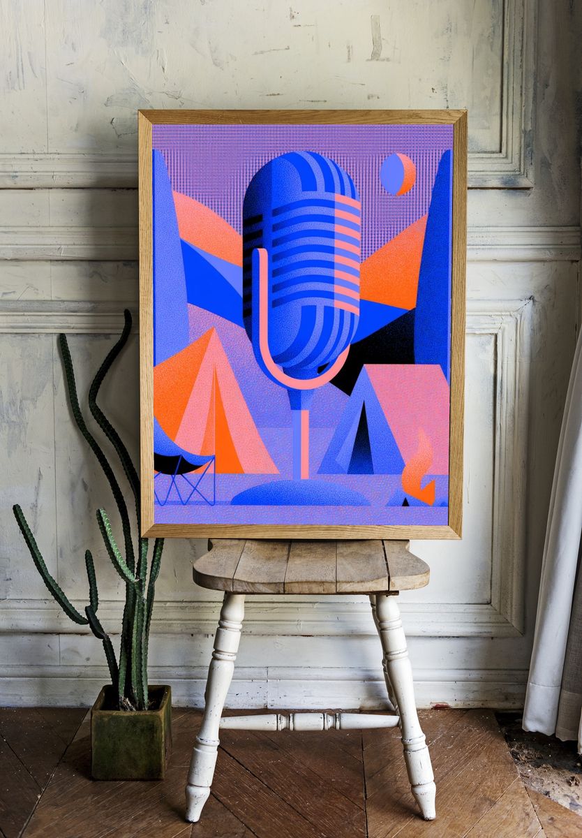 Retro Microphone Abstract Poster. room preview