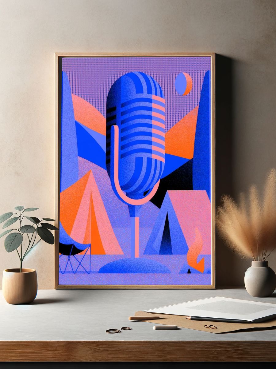 Retro Microphone Abstract Poster. — room view 2