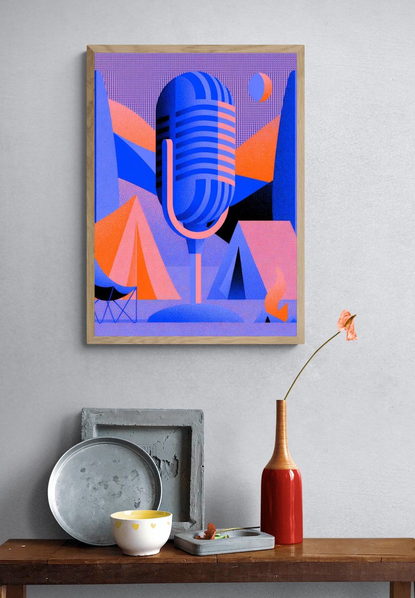 Retro Microphone Abstract Poster. — room view 3