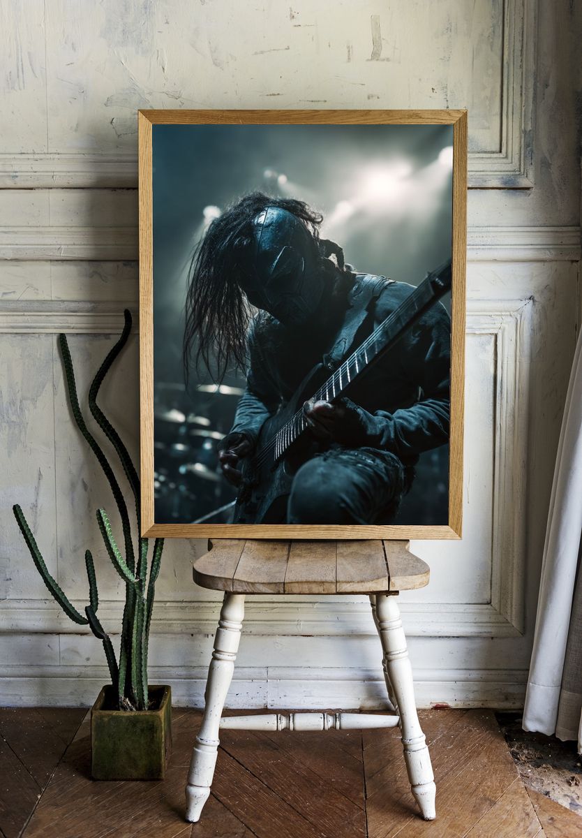 Masked Guitarist Concert Photography Poster. — room view 1