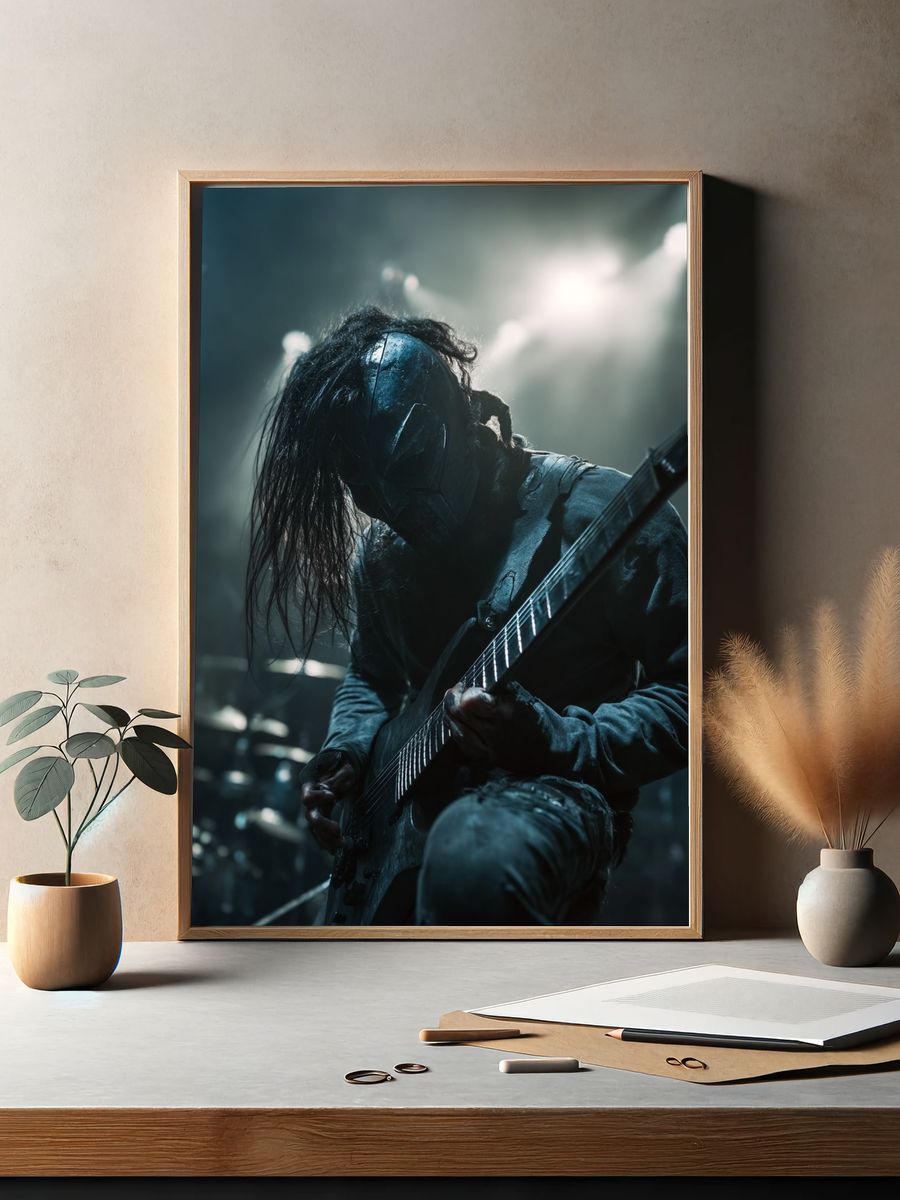 Masked Guitarist Concert Photography Poster. — room view 2