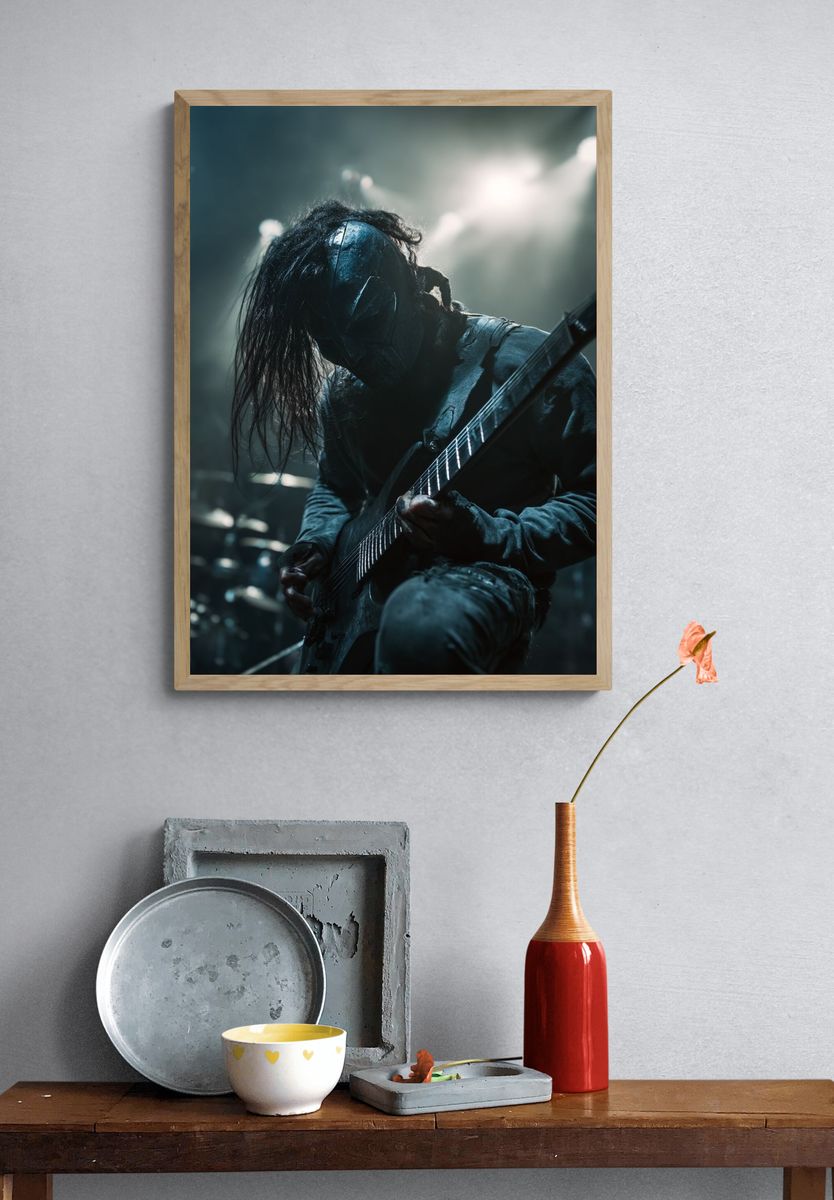 Masked Guitarist Concert Photography Poster. — room view 3