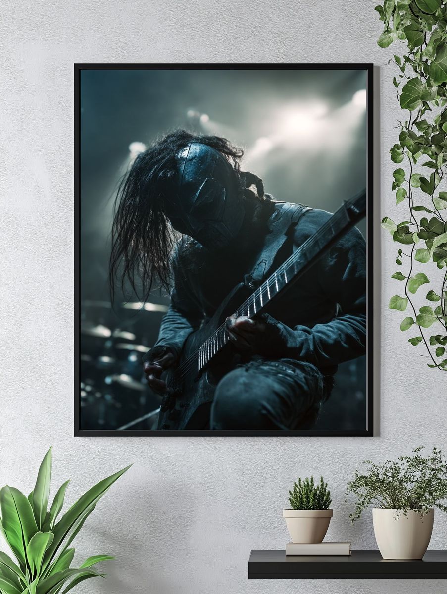 Masked Guitarist Concert Photography Poster. — room view 4