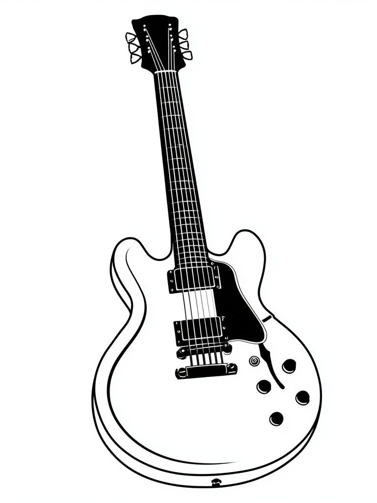 Electric Guitar Line Art Poster. poster detail