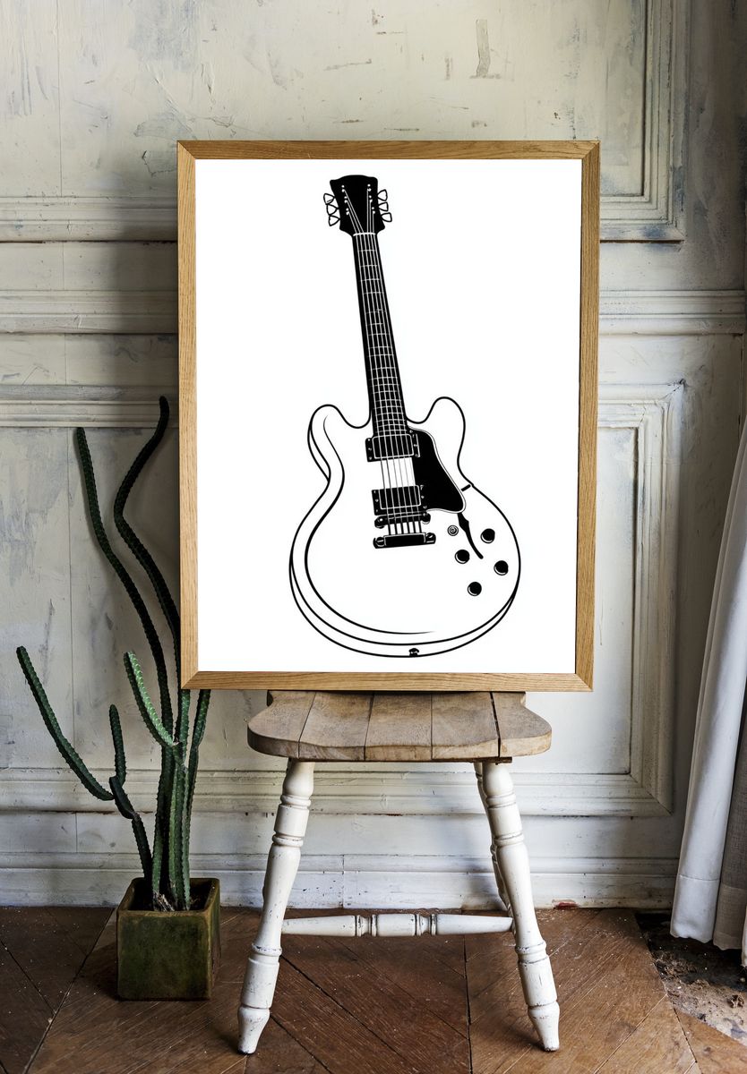 Electric Guitar Line Art Poster. room preview