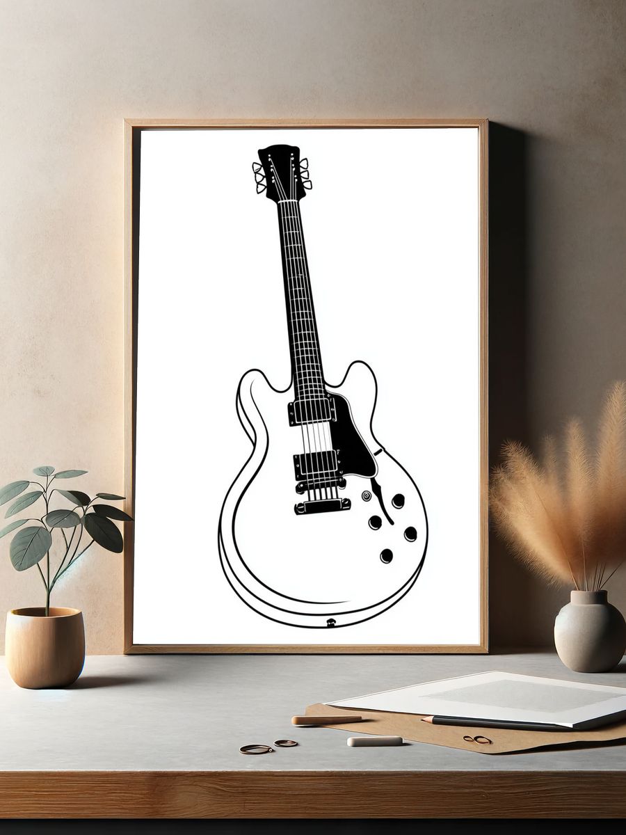 Electric Guitar Line Art Poster. — room view 2