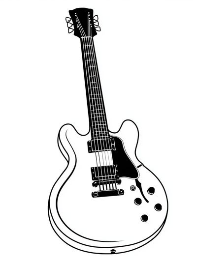 Electric Guitar Line Art Poster.