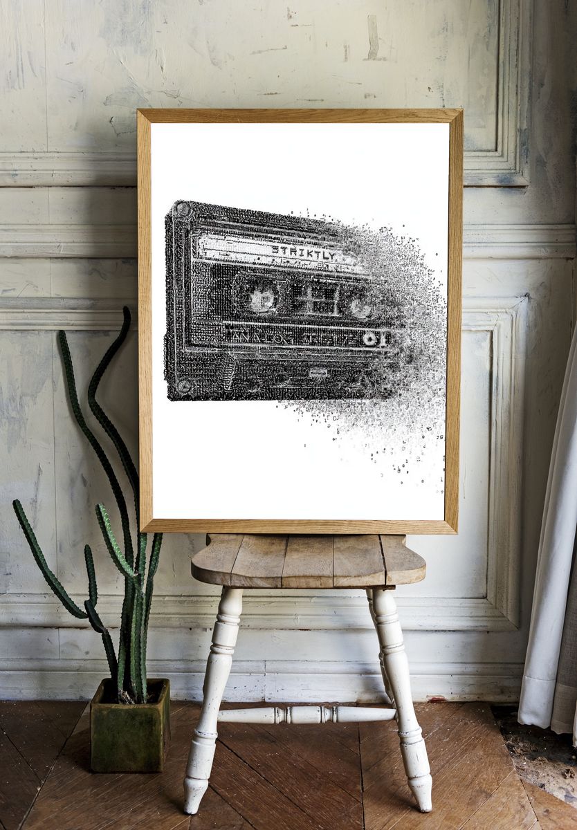 Disintegrating Cassette Tape Print. — room view 1